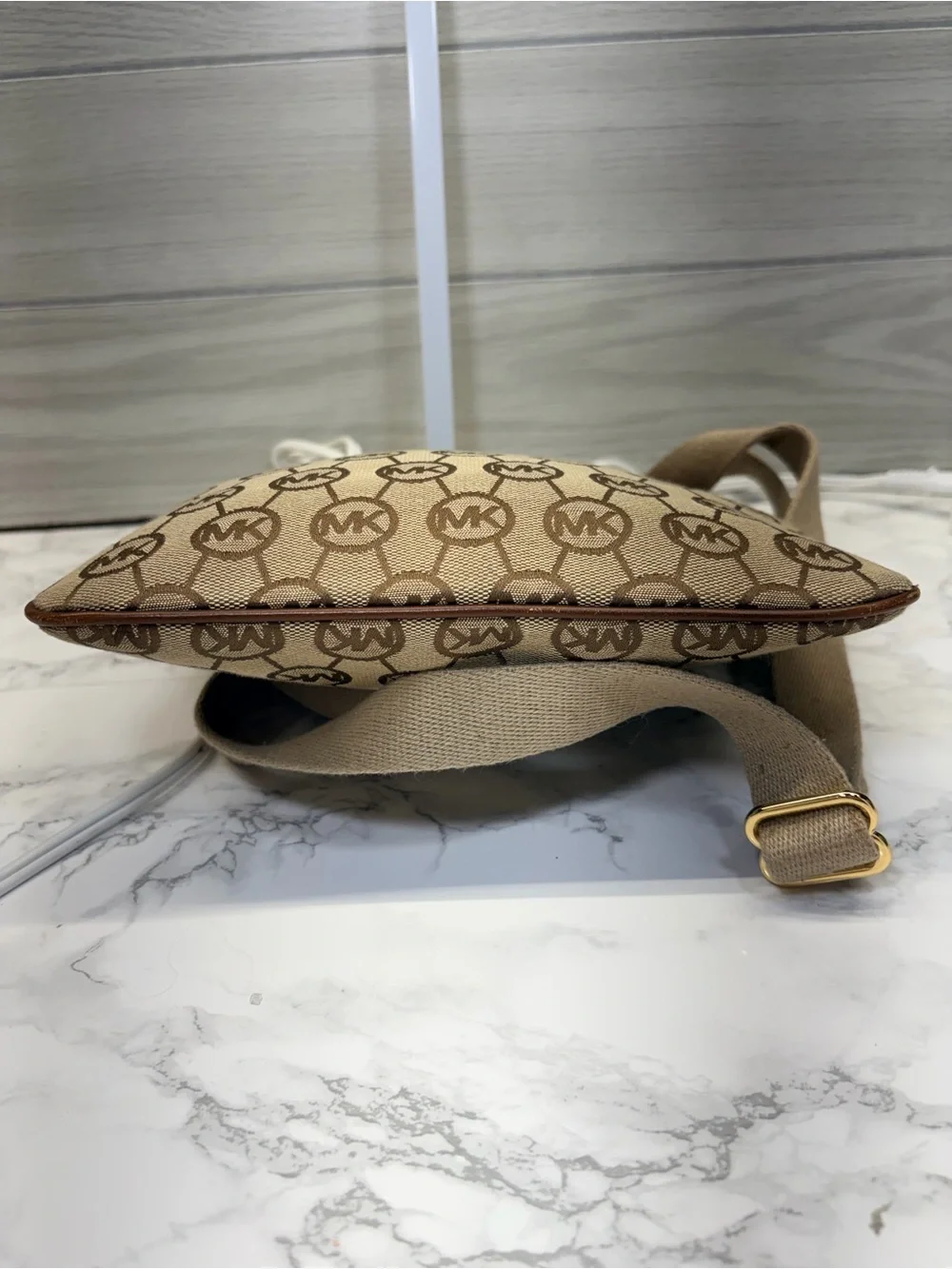Michael Kors Beige and Brown Signature Messenger Bag